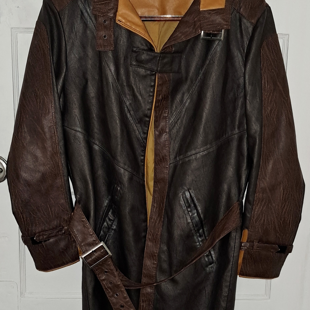 Men/Women's Brown Leather Trench Coat
